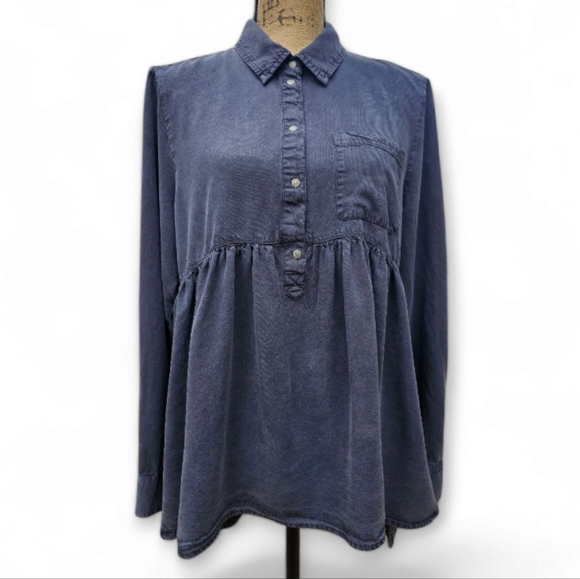 Zara Woman Supersoft Baby Doll Style Denim Top, Size L - Picture 2 of 8